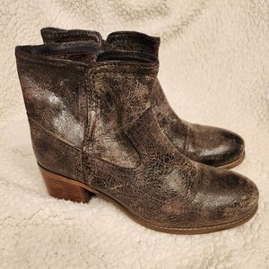 Ladies Diba True Black Distressed Leat6 Ankle Boots Sz 8